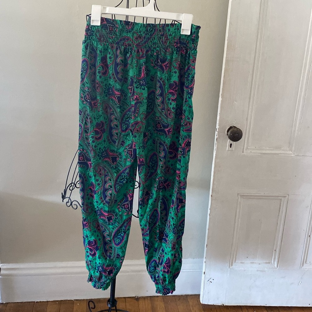 Green paisley silky pants!